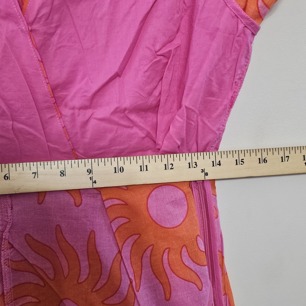 J Marie Women's Romper Medium Pink Orange Multicolor Belt Hem Wrap V-Neck 581 - Picture 13 of 16